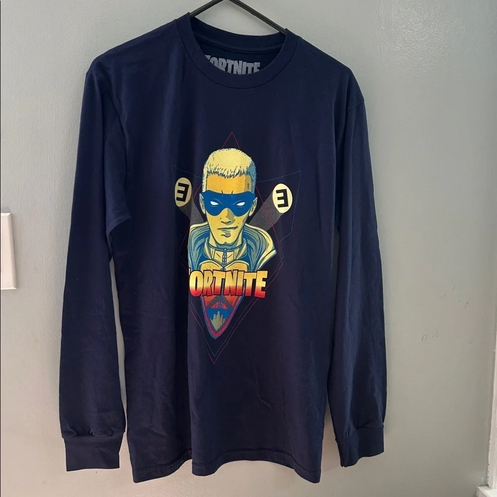 Eminem Limited Edition X Fortnite Longsleeve Navy Blue Shirt Size M